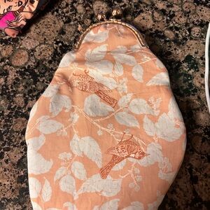 Peach Bird Print Clutch